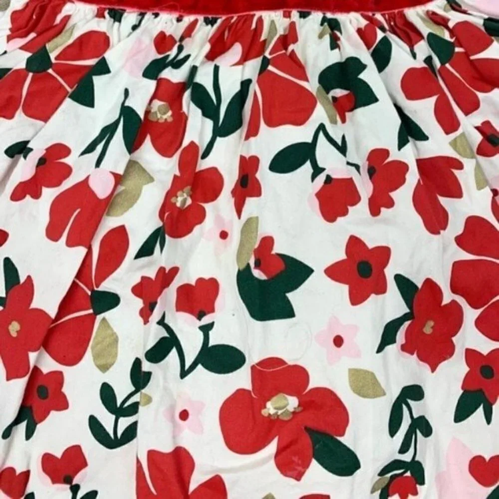 Little Girl Red Festive Floral Dress
